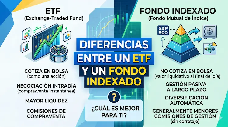diferencias entre un ETF y un fondo indexado