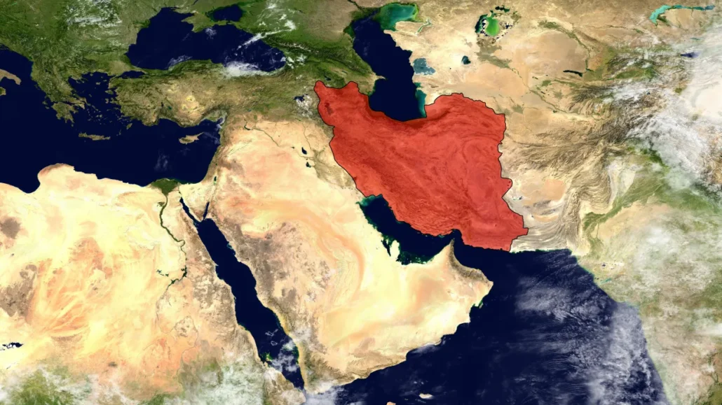 Mapa Oriente Medio resaltando a Irán